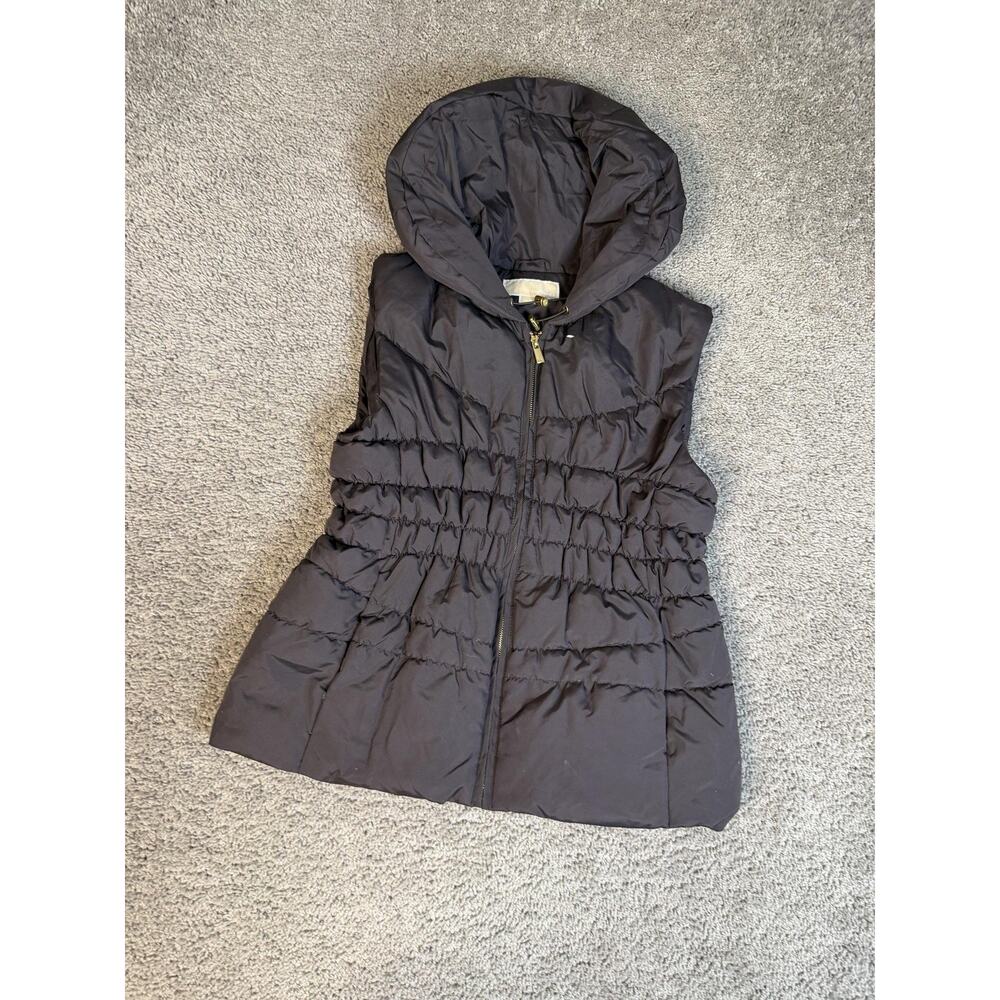 MICHAEL Michael Kors Vest Womens L Brown Puffer Hooded Insulated Zip Down - Picture 2 of 11